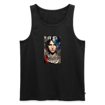Woman | Face | Girls | Anime | mystical - Men's Premium Organic Tank Top - black - Front - AI Model Male 178 light (178cm)