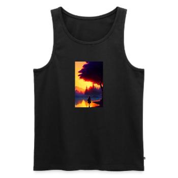 Woman | Face | Girls | Anime - Men's Premium Organic Tank Top - black - Front - AI Model Male 178 light (178cm)