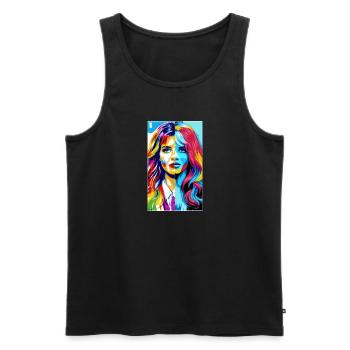 Woman | Face | Girls | Anime - Men's Premium Organic Tank Top - black - Front - AI Model Male 178 light (178cm)