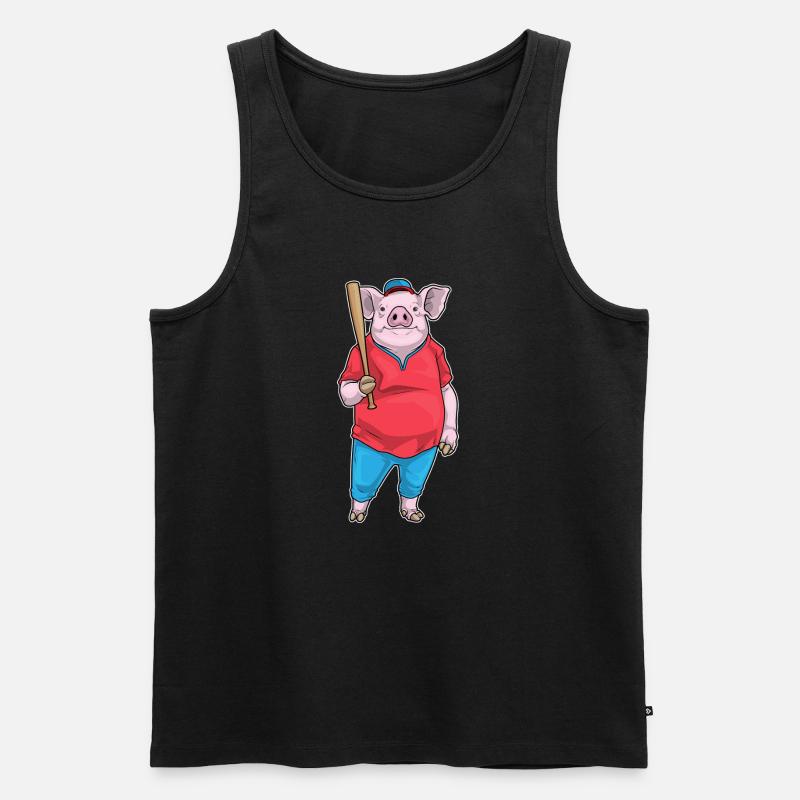 Schwein Baseball Baseballschläger - Männer Premium Bio Tank Top - Schwarz