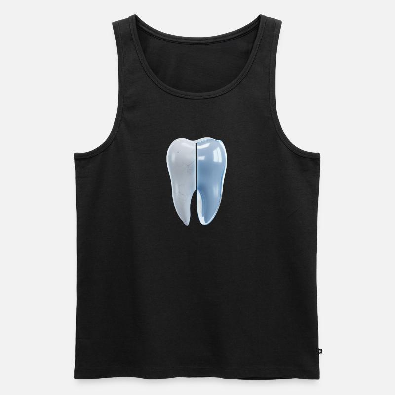 gesunder-kaputter-zahn-vorher-nachher-3d - Männer Premium Bio Tank Top - Schwarz