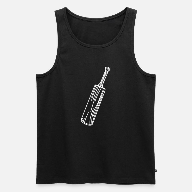 Kricketschläger Zeichnung - Männer Premium Bio Tank Top - Schwarz
