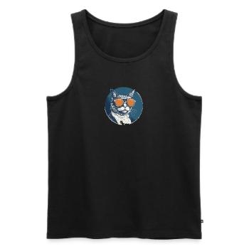 Katze Mietz Stubentiger Sonnenbrille - Männer Premium Bio Tank Top - Schwarz - Vorne - AI Model Male 178 light (178cm)