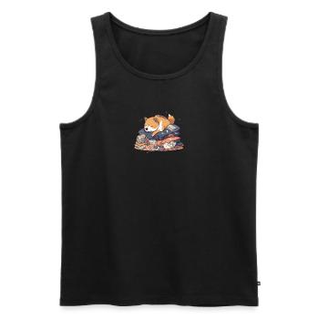 Hund Shiba Inu schläft auf Kissen - Männer Premium Bio Tank Top - Schwarz - Vorne - Michal (187cm)