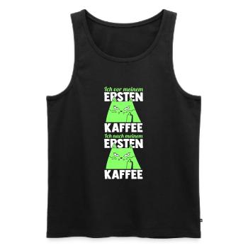 Chat avant mon premier café - Débardeur bio Premium Homme - noir - Devant - Michal (187cm)