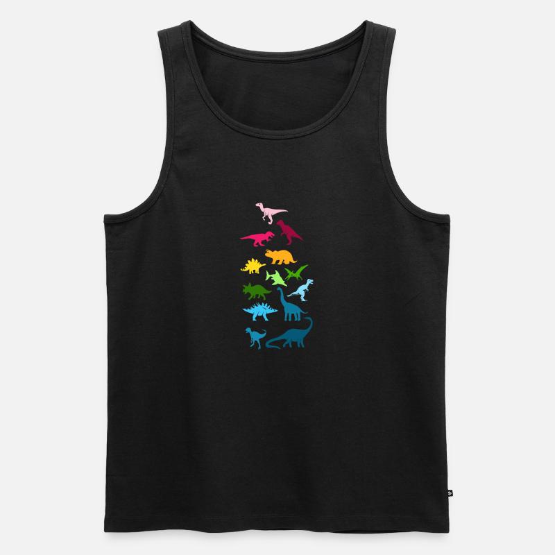 Bunte Dinosaurier - Männer Premium Bio Tank Top - Schwarz