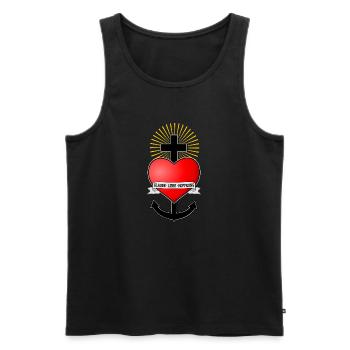 Glaube Liebe Hoffnung, Herz Anker Kreuz Seemann - Männer Premium Bio Tank Top - Schwarz - Vorne - Michal (187cm)