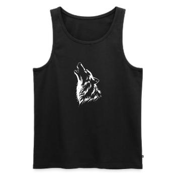 Wolf Heult Vollmond Wald Natur wandern Wildnis - Männer Premium Bio Tank Top - Schwarz - Vorne - Michal (187cm)