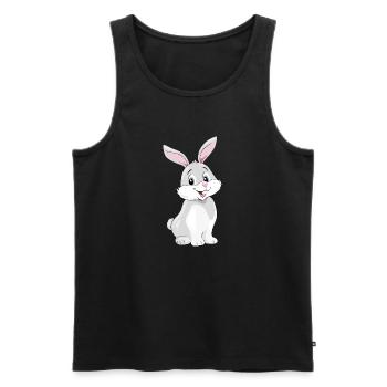 Mignon lapin souriant - Débardeur bio Premium Homme - noir - Devant - AI Model Male 178 light (178cm)