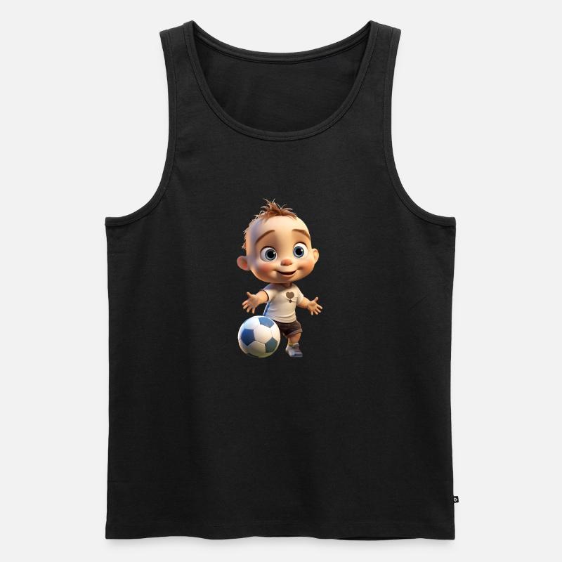 Fussballer Junge - Männer Premium Bio Tank Top - Schwarz