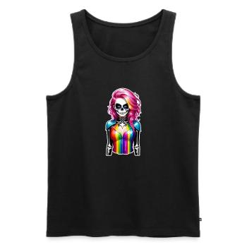 Halloween - Rock & Regenbogen - Männer Premium Bio Tank Top - Schwarz - Vorne - AI Model Male 178 light (178cm)