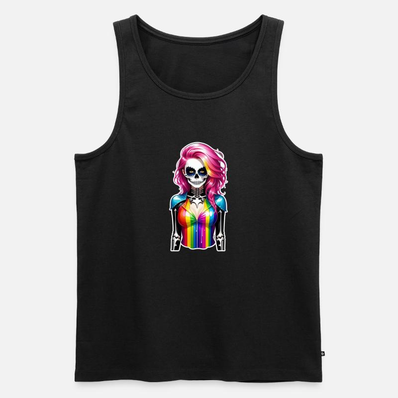 Halloween - Rock & Regenbogen - Männer Premium Bio Tank Top - Schwarz