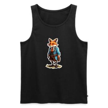 Lederhose / Tier / Tracht / Tradition / Fuchs - Männer Premium Bio Tank Top - Schwarz - Vorne - Michal (187cm)
