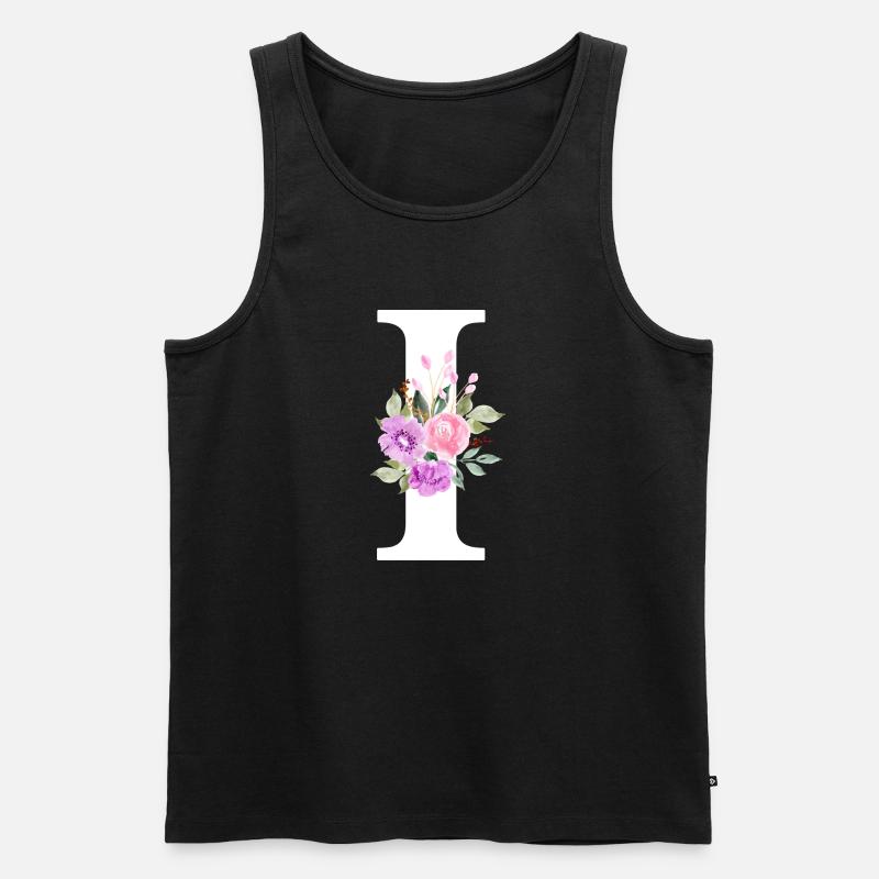 Lila Blumenbuchstabe I - Männer Premium Bio Tank Top - Schwarz
