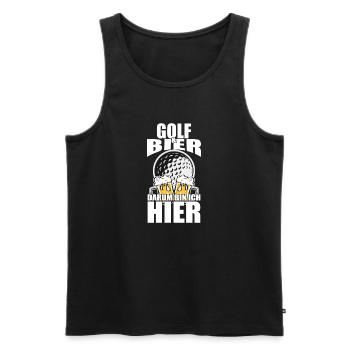 Funny saying: Golf beer, that's why I'm here - Men's Premium Organic Tank Top - black - Front - Michal (187cm)