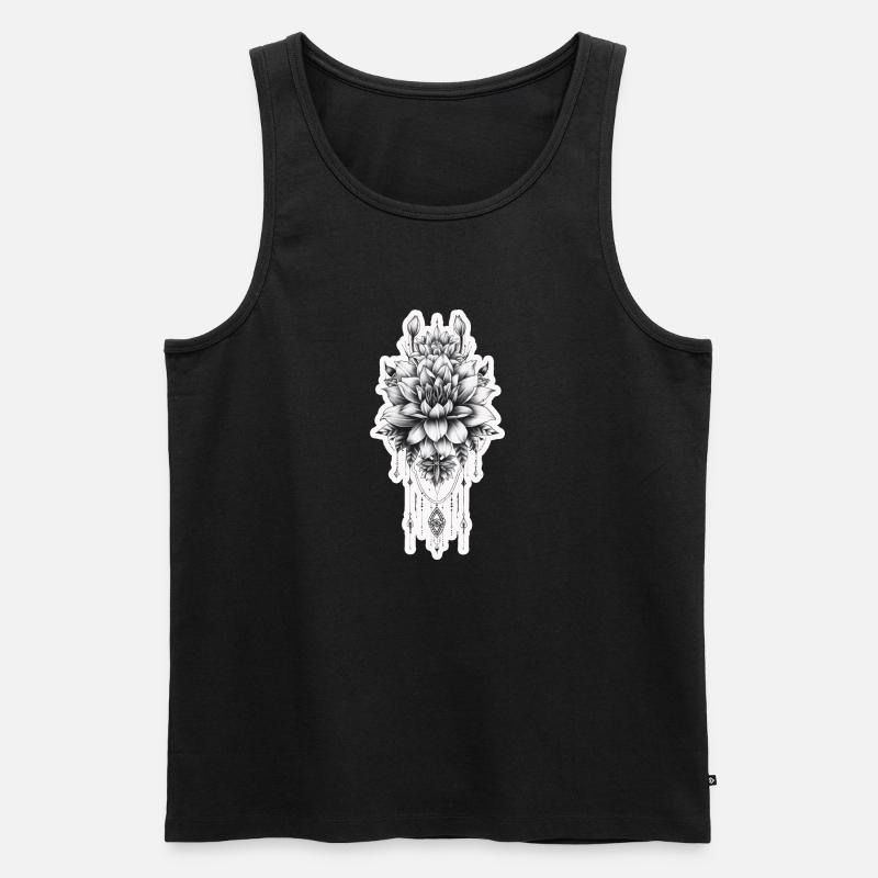 Große prächtige Blüte mit Tribal - Männer Premium Bio Tank Top - Schwarz