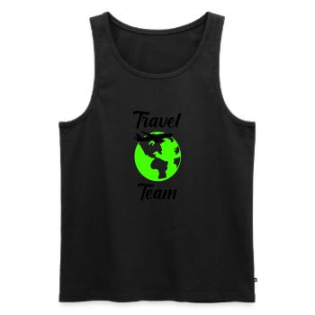 travel team - Männer Premium Bio Tank Top - Schwarz - Vorne - Michal (187cm)