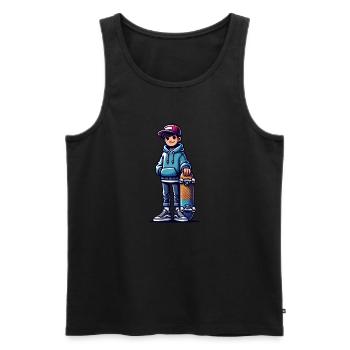 Vibrations de skate - Débardeur bio Premium Homme - noir - Devant - Michal (187cm)