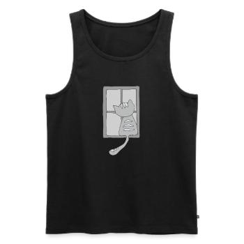 katze am fenster grau - Männer Premium Bio Tank Top - Schwarz - Vorne - AI Model Male 178 light (178cm)