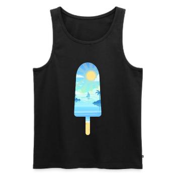 Nautical Landscape Silhouette Frozen Stick - Men's Premium Organic Tank Top - black - Front - AI Model Male 178 light (178cm)