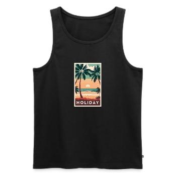 Retro holiday Poster - Männer Premium Bio Tank Top - Schwarz - Vorne - AI Model Male 178 light (178cm)
