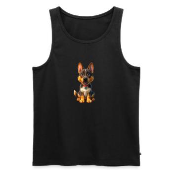 A puppy German Shepherd in cartoon style - Men's Premium Organic Tank Top - black - Front - Michal (187cm)