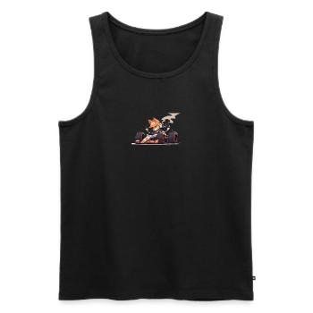 Japanese dog Shiba Inu with helmet and racing car - Men's Premium Organic Tank Top - black - Front - AI Model Male 178 light (178cm)