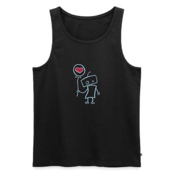 Verliebter Roboter mit Herz - Männer Premium Bio Tank Top - Schwarz - Vorne - AI Model Male 178 light (178cm)