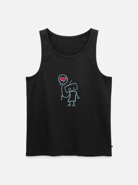Verliebter Roboter mit Herz - Männer Premium Bio Tank Top - Schwarz