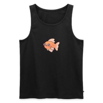 Mignon Doodle de poisson rouge - Débardeur bio Premium Homme - noir - Devant - AI Model Male 178 light (178cm)