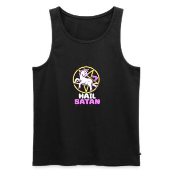 Hail Satan Einhorn Satan Gothik Dämon Pentagramm - Männer Premium Bio Tank Top - Schwarz - Vorne - Michal (187cm)