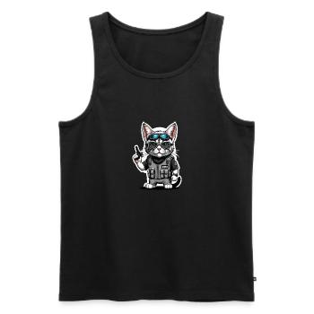 Chat Airsoft Chat Chat Jouant Airsoft Cadeau Militaire - Débardeur bio Premium Homme - noir - Devant - Michal (187cm)
