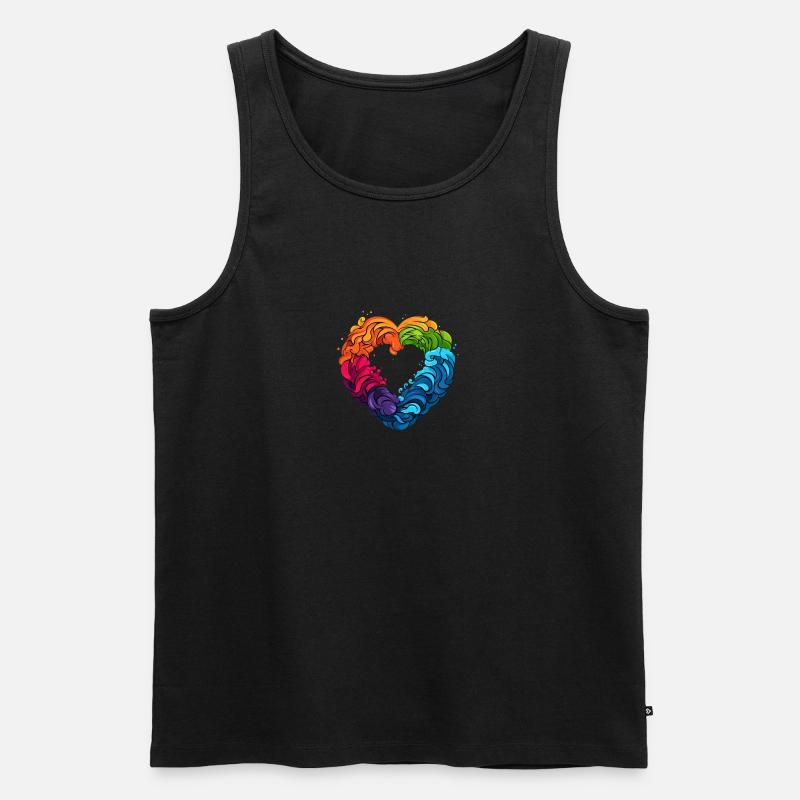 LGBTQIA+ Regenbogenherz - Männer Premium Bio Tank Top - Schwarz