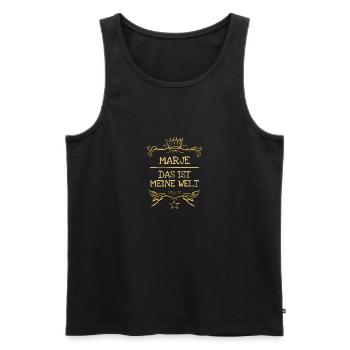 Nom de la fille Marje - Débardeur bio Premium Homme - noir - Devant - AI Model Male 178 light (178cm)