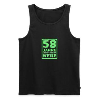58 - Men's Premium Organic Tank Top - black - Front - AI Model Male 178 light (178cm)