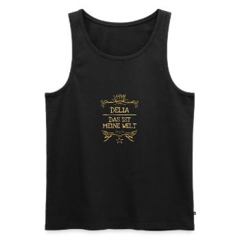 Delia comme nom de fille - Débardeur bio Premium Homme - noir - Devant - AI Model Male 178 light (178cm)