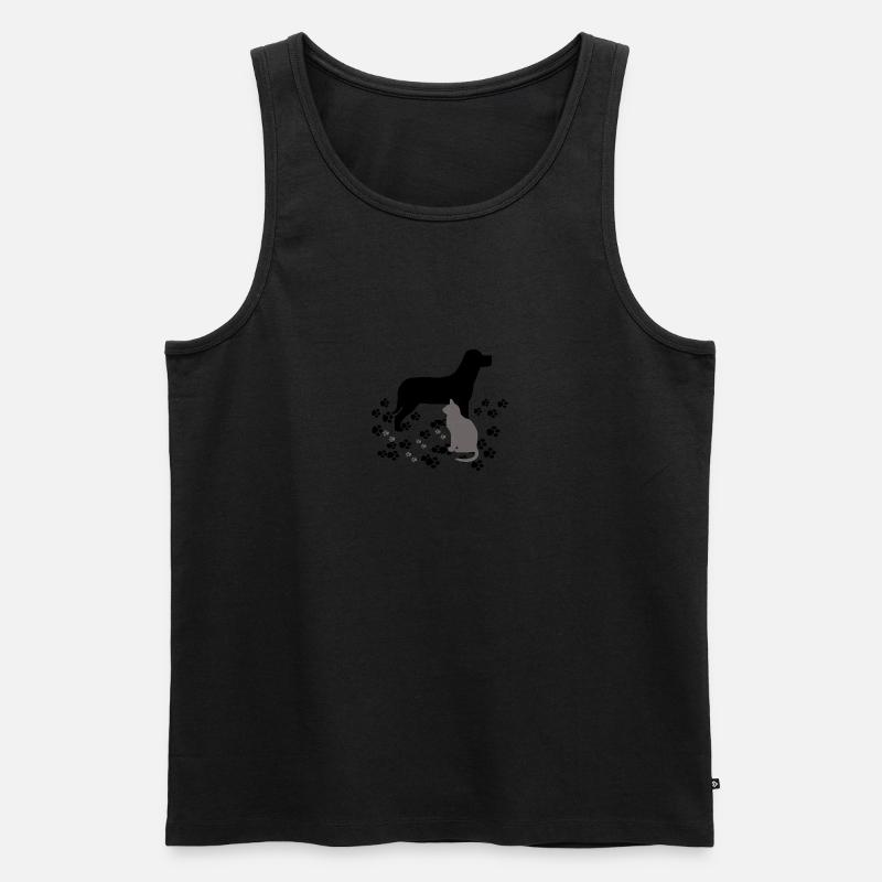 Hund und Katze - Männer Premium Bio Tank Top - Schwarz