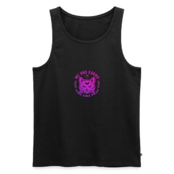 Moi et Karma Vibe Comme ça Le karma est un chat - Débardeur bio Premium Homme - noir - Devant - AI Model Male 178 light (178cm)
