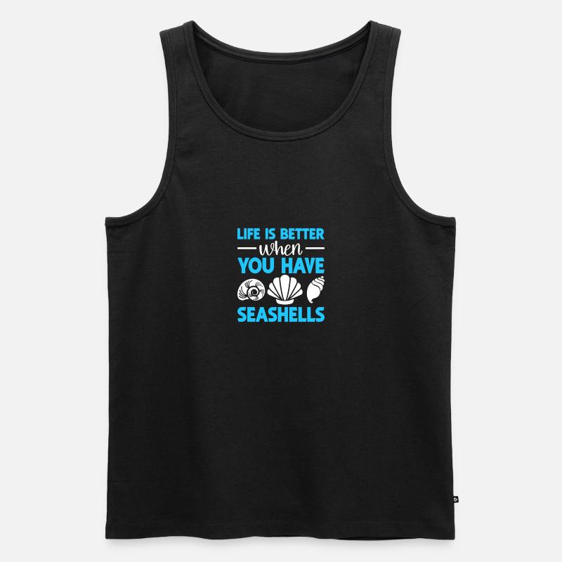 Shelling Seashell Hunter Collecting Seashells - Männer Premium Bio Tank Top - Schwarz