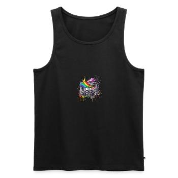 Pride Tunes Retro Cassette Design - Men's Premium Organic Tank Top - black - Front - AI Model Male 178 light (178cm)