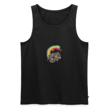 Retro Pride Tunes Rainbow Cassette Design - Men's Premium Organic Tank Top - black - Front - AI Model Male 178 light (178cm)