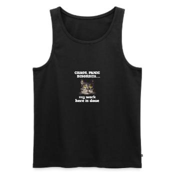 Chaos Panic Disorder My Work Here Is Done - Männer Premium Bio Tank Top - Schwarz - Vorne - AI Model Male 178 light (178cm)