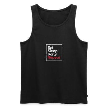 Eat Sleep Party Repeat Fun Motto - Männer Premium Bio Tank Top - Schwarz - Vorne - Michal (187cm)