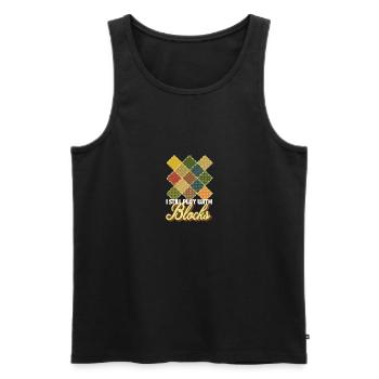 Je joue toujours avec des blocs Funny Quilter Dressmaker - Débardeur bio Premium Homme - noir - Devant - Michal (187cm)