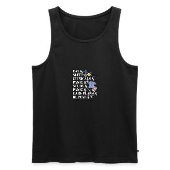 Eat Sleep Clinicals Panic Funny Nurse Medical - Men's Premium Organic Tank Top - black - Front - Michal (187cm)