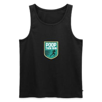 Funny Marathon Runner Poop Then Run Ultrarunning - Men's Premium Organic Tank Top - black - Front - Michal (187cm)