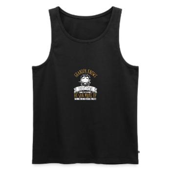 Grand-père sait tout Drôle Papa de la fête des pères - Débardeur bio Premium Homme - noir - Devant - AI Model Male 178 light (178cm)