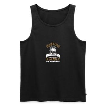 Funny Husband Knows Everything Father's Day Best - Männer Premium Bio Tank Top - Schwarz - Vorne - Michal (187cm)