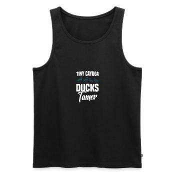 Cayuga Duck Owner Jouets d’enclos d’animaux en peluche - Débardeur bio Premium Homme - noir - Devant - AI Model Male 178 light (178cm)