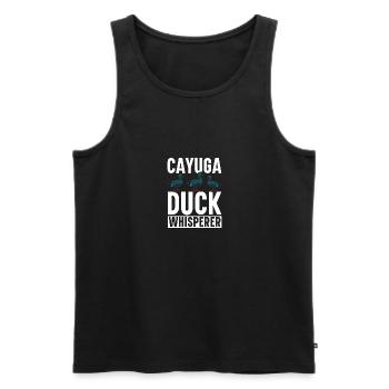 Cayuga Duck Owner Jouets d’enclos d’animaux en peluche - Débardeur bio Premium Homme - noir - Devant - AI Model Male 178 light (178cm)